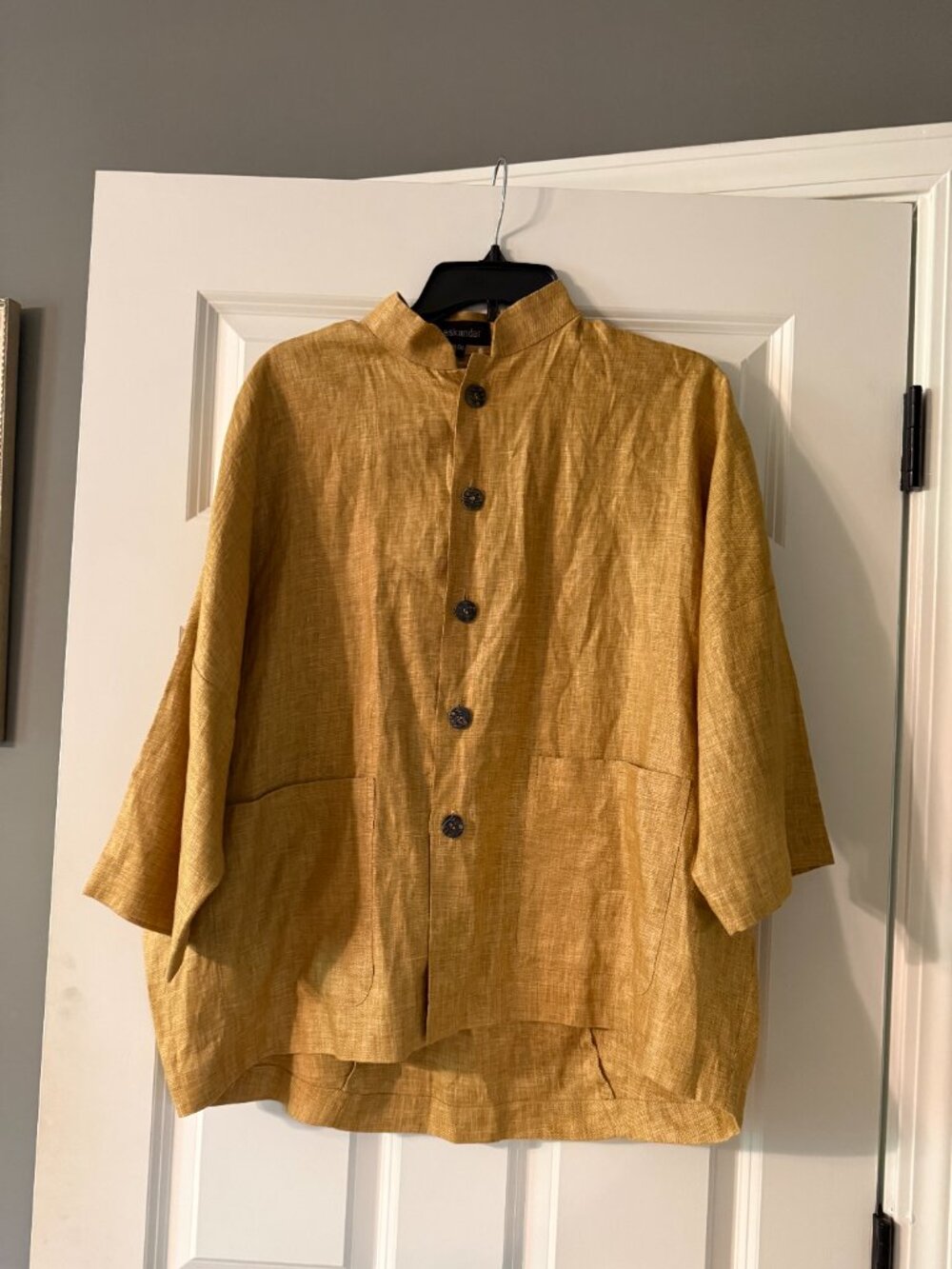 **Rich Gold Button-Down Eskandar Top**